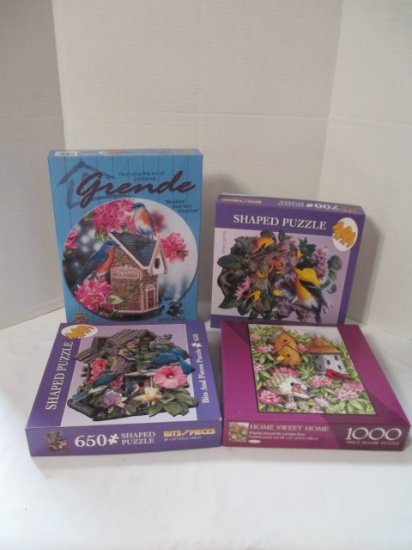 Four Song Bird Themed Jigsaw Puzzles-Two Shaped Puzzles