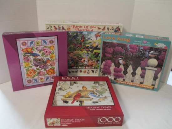 Four Backyard Bird Themed Jigsaw Puzzles