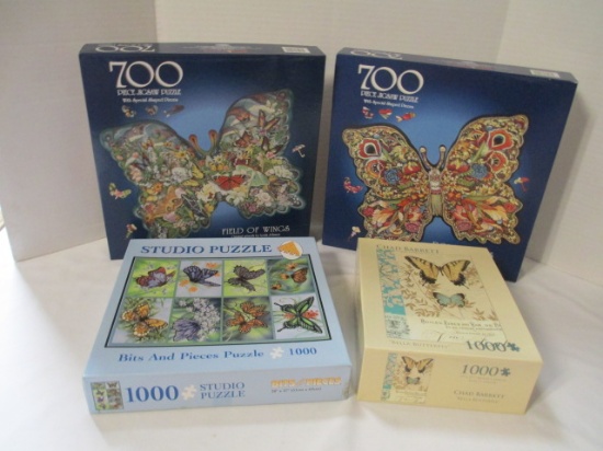 Four Butterfly Themed Jigsaw Puzzles-Two Shaped Puzzles