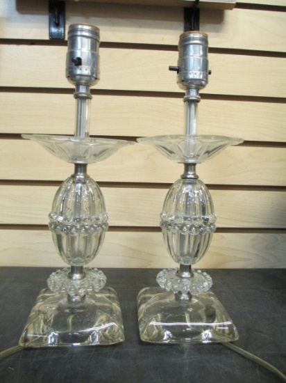 Pair of Glass Vanity Lamps