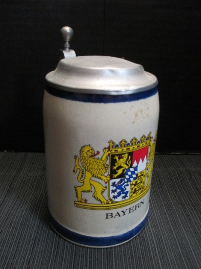 "Byern" German Stein with Pewter Lid