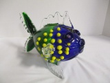 Art Glass Puffer Fish Statue