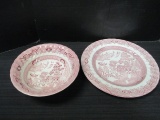 Wessex Collection Pink Willow Vegetable Bowl and Round Platter