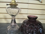 Amethyst Moon & Star Shade and Lavender Glass Oil Lamp