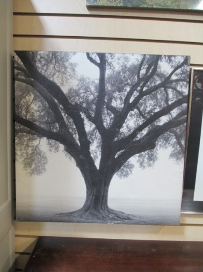 Black And White Tree Silhouette Print On Wrapped Canvas