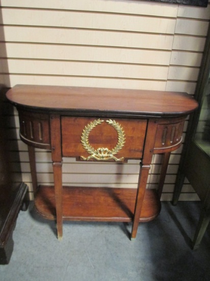 Accents Beyond 1-Drawer Console With Brass Laurel Wreath Applique