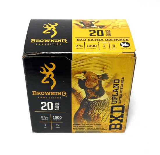 NIB 25 Shotshells of 20 GA. 2-3/4" 5 Shot Browning BXD Extra Distance Ammunition