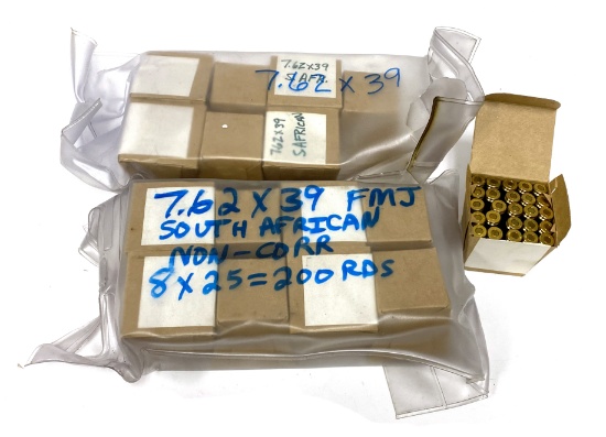 NIB 400rds. of South African 7.62x39 Non-Corrosive FMJ Ammunition