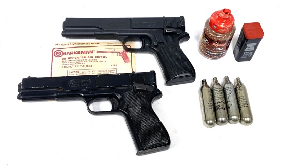 Pair of Crossman Repeater BB Guns with BBs & CO2 Canisters