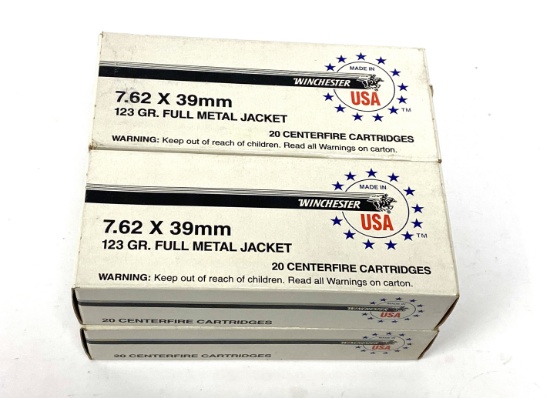 NIB 80rds. of 7.62x39mm 123gr. FMJ Winchester USA Ammunition