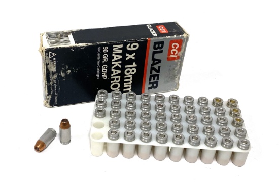 NIB 50rds. of 9x18mm MAKAROV JHP Personal Defense Ammunition