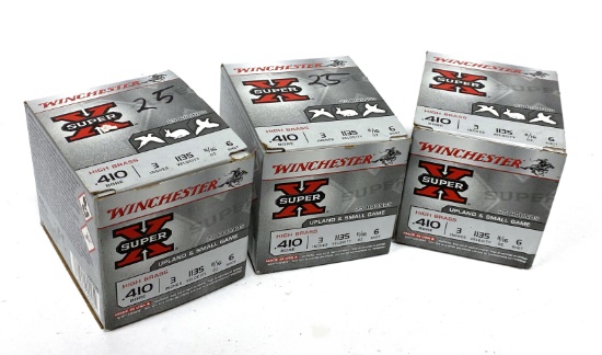 NIB 75 Shotshells of .410 GAUGE - Winchester Super X High Brass 3" 6 Shot Ammo