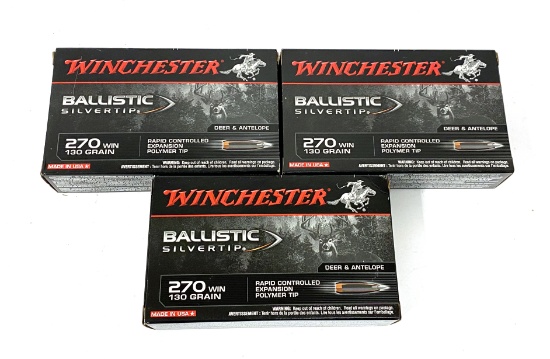 NIB 60rds. of .270 WIN. 130gr. Ballistic Silvertip Winchester Ammunition
