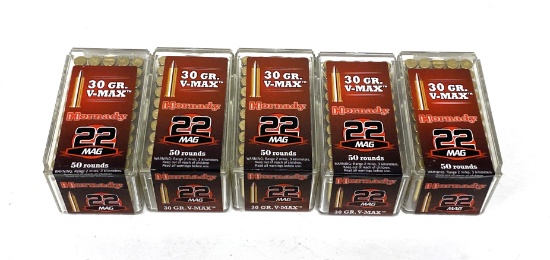 NIB 250rds. of .22 MAG 30gr. V-MAX Hornady Ammunition