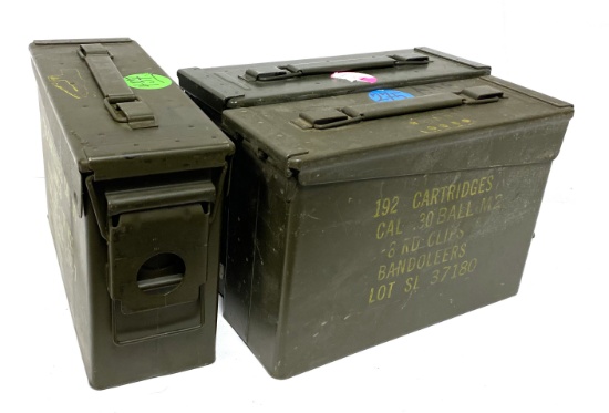 (3) Small .30 Caliber Metal Ammunition Cans