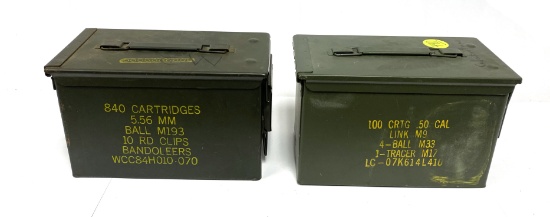 (2) Medium .50 Caliber Metal Ammunition Cans
