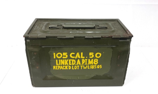 Collectible US WWII .50 Caliber M2 Ammunition Box for AP Incendiary M8 Linked Rounds