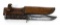 Collectible WWII USMC marked KA-BAR Olean, N.Y. Fighting Knife with Stacked leather grip & scabbard