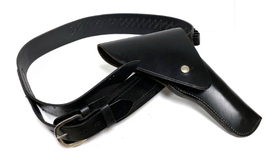Western Style Black Leather Bianchi Holster and Cartridge Belt for Colt 45 Cowboy Rig