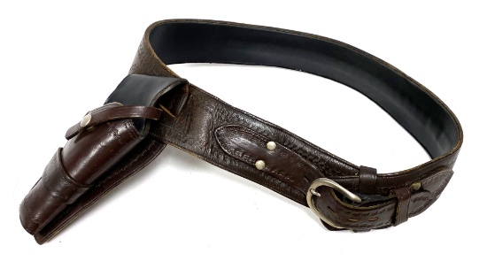 Nice Thick Padded Tooled Western Style Holster & Belt Cowboy Rig