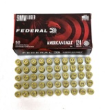 NIB 50rds. of 9MM LUGER 124gr. FMJ Federal American Eagle Brass Ammunition