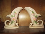 Pair of Hull Art Pink Magnolia Cornucopia Vases