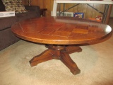 Oak Round Hi Lo Table with Parque Top