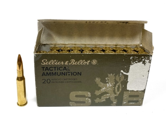 NIB 20rds. of 7.62x54r 180gr. Sellier & Bellot FMJ Brass Ammunition