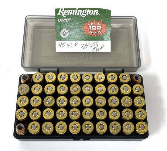 New 50rds. of .45 AUTO 230gr. Remington JHP Personal Defense Ammunition in Case