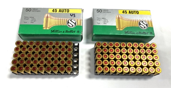 NIB 95rds. of S&B .45 AUTO 230gr. FMJ Ammunition