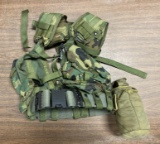 Woodland Camouflage USGI Enhanced Tactical Load Bearing Vest w/ Canteen