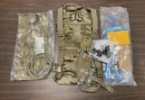 Unused US Army Camouflage Hydration System Carrier, Bladder Bag, and Cleaning Kit