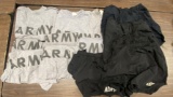 US Army Issued Off-Duty Clothes - Grey Army Shirts & Black Army Jogging Shorts