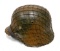 German WWII M40 Normandy Camouflage Helmet with Net, Liner, and 1942 Dated Chinstrap