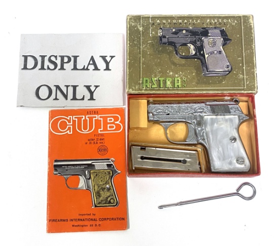 NIB Factory Engraved Chrome Spanish ASTRA Model 2002 CUB .22 Short Semi-Automatic Pocket Pistol