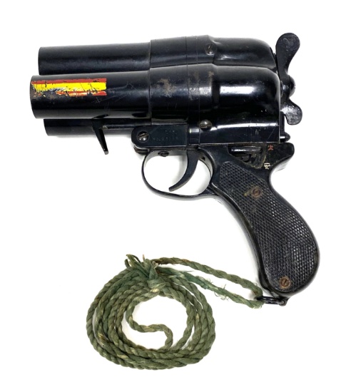 Original Japanese WWII Imperial Navy Nambu Type 90 Three Barrel Flare Signal Pistol by Kayaba