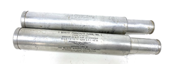 Pair of Unused Vintage 1947 Kilgore Manf. Co. 1 Minute Parachute Flare, Mk. 1 37mm Signal Flares