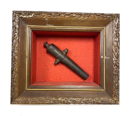 Antique Signal Canon displayed in Shadowbox style frame