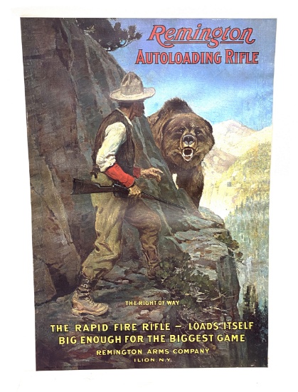 Vintage Remington Autoloading “The Right of Way” Poster