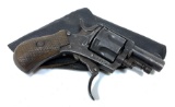 Belgian Folding Trigger Pocket Revolver w/ Leather Pouch