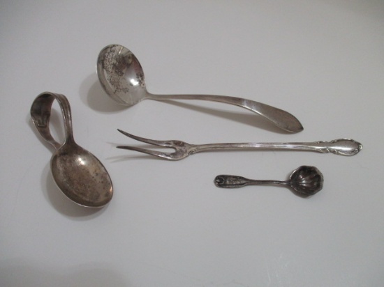STERLING Condiment Spoon And Fork, Monogrammed Baby Spoon,