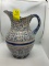 LARGE BLUE AND WHITE SPONGEWARE PITCHER