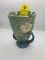 ROSEVILLE BLUE WHITE ROSE VASE 980-6