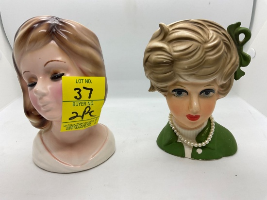 2 HEAD VASES, 5065 JAPAN & A-663 PARMA?