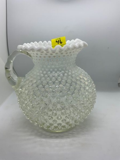 WHITE HOBNAIL PITCHER