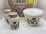 VINTAGE FIREKING TULIP 4 PC RANGE SET WITH ORIGINAL BOX