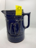 VINTAGE DARK BLUE SALT GLAZE PITCHER