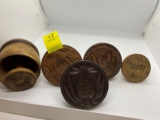 VINTAGE OR ANTIQUE BUTTER MOLDS/PATS - SWAN, EAGLE, PINEAPPLE AND COW