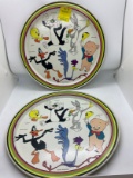 VINTAGE PAIR WARNER BROS. 1974 LOONEY TUNES CHARACTER METAL TRAYS