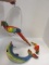 Colorful Mexican Pottery Parrot, Toucan and Dolphin with Hanging Perch